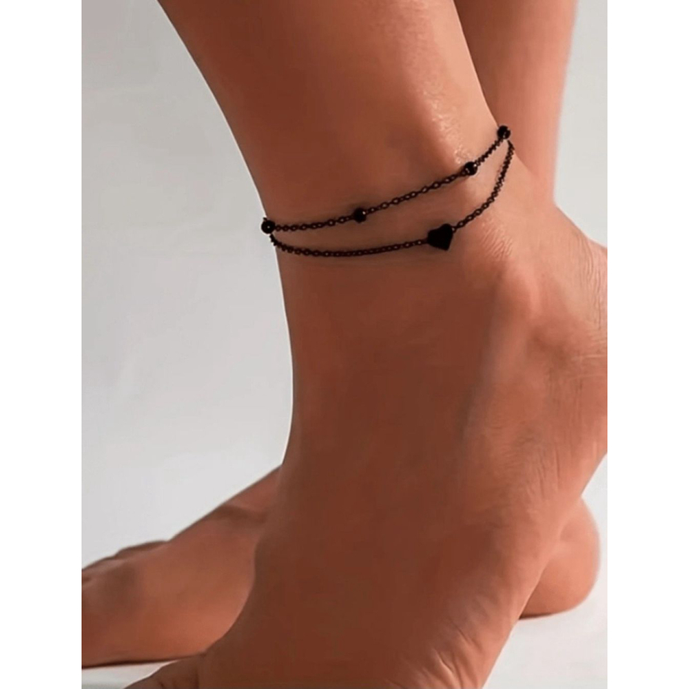 2 pcs Stainless Steel Anklets Set